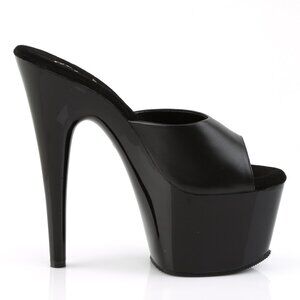 Black Ultra Platform High Heel Slides | Sexy Open Toe Mules for Women